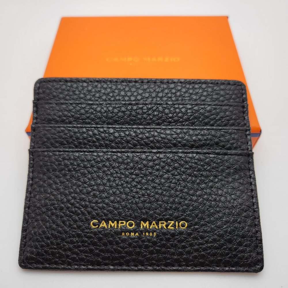 Campo Marzio Black/Silver Roma Leather Wallet NWT in original box